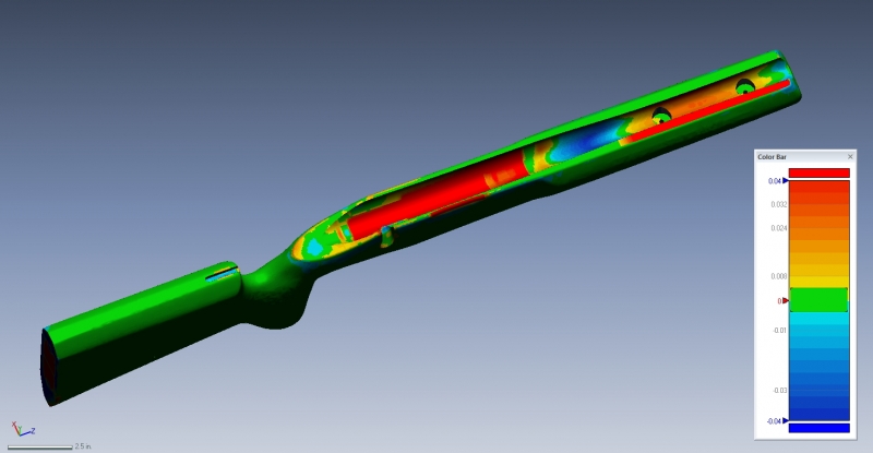 Rifle Stock 3D scan data to CAD model comparison