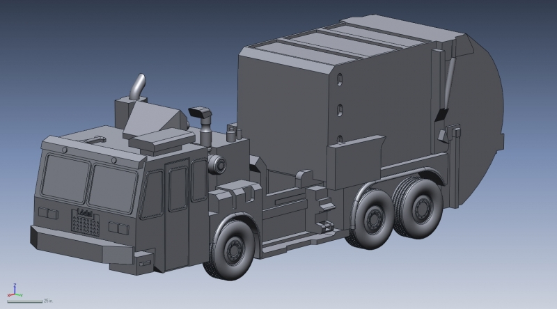 CAD model of a garbage truck