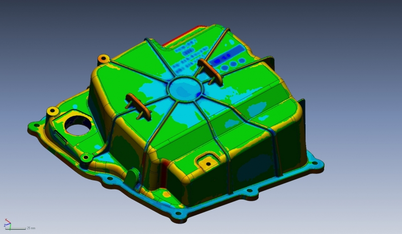 Lamborghini Huracán oilpan 3D CAD data compared to 3D Scan data