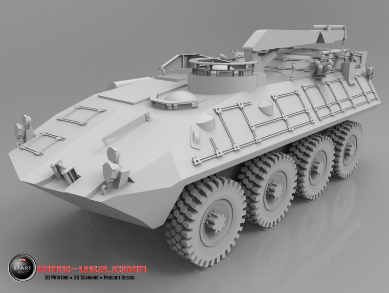 LAV with boom rendered from 3D CAD data created from 3D Scan data
