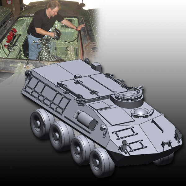 Land Assault vehicle 3D scan to full CAD model